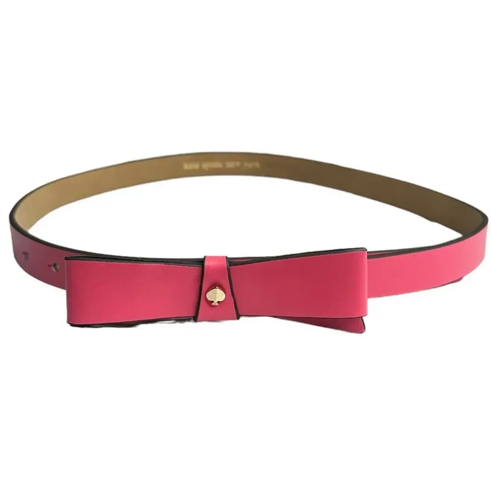 Kate Spade Bow Leather Belt in Pale Peach Medium